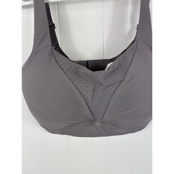 Lululemon Run Times Sports Bra High Support Gray Blue 36DD Perforated W2DINS - Picture 2 of 6